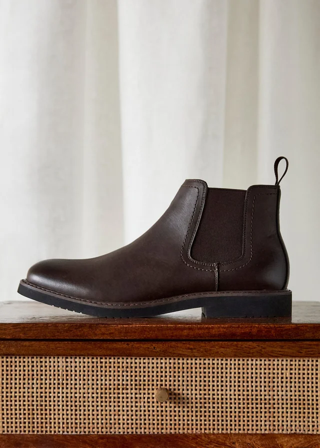 Linzi Alessandro Mens Brown Faux Leather Chelsea Boots