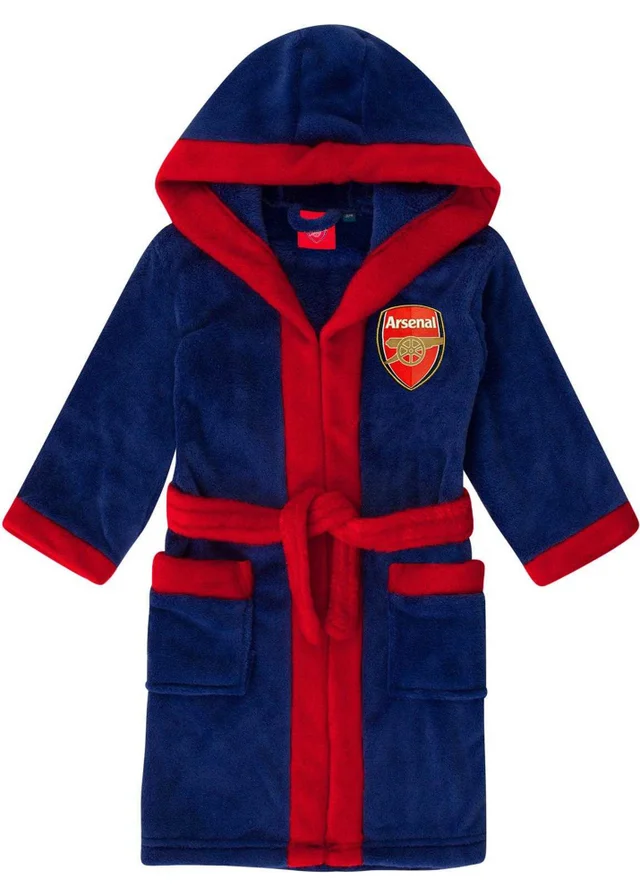 Arsenal FC Boys Blue Crest Fleece Dressing Gown (3-14yrs)