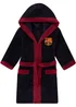 FC Barcelona Boys Navy Crest Fleece Dressing Gown (3-14yrs) - Age 5-6 Years Image 1