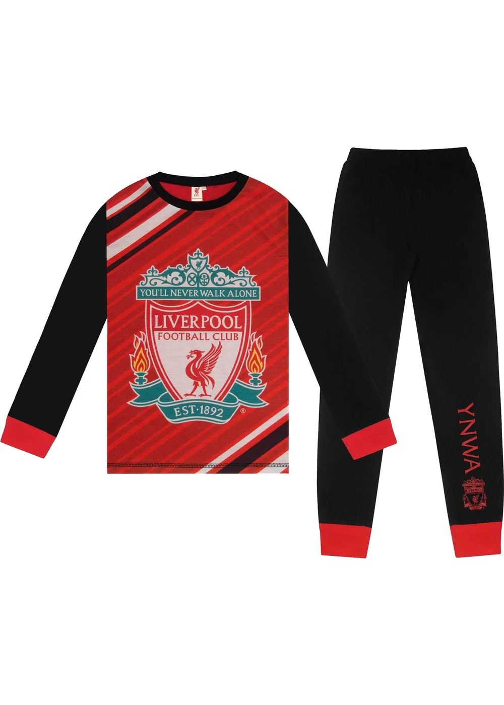 Liverpool FC Boys Black/Red Sublimated Long Pyjama Set (3-14yrs) - Age 11-12 Years Image 1