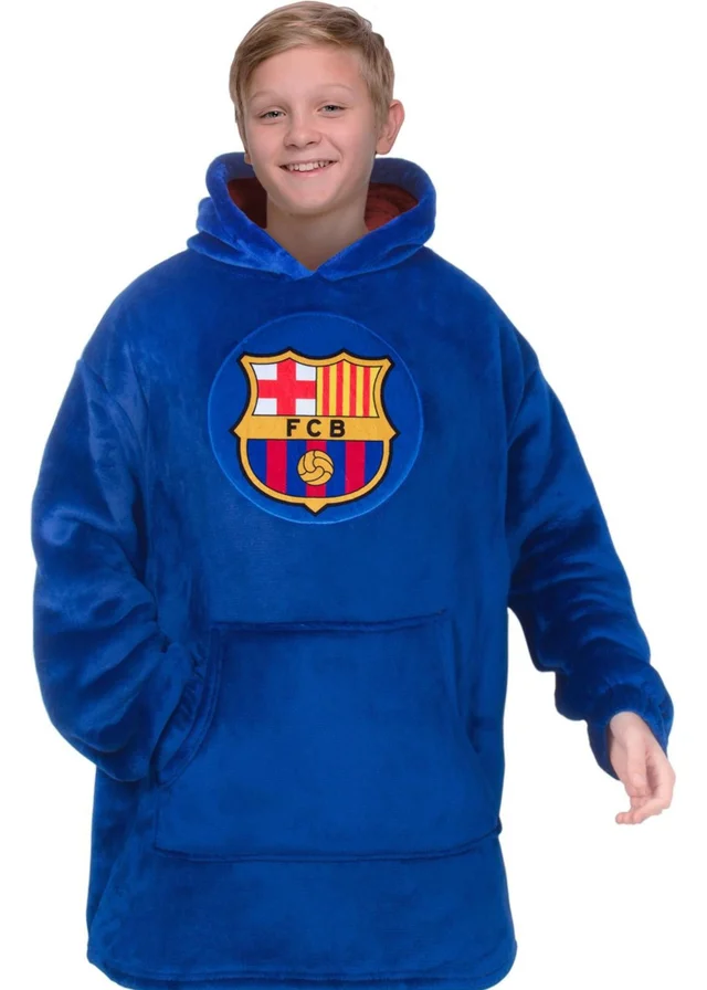 FC Barcelona Blue Kids Crest Oversized Blanket Hoodie (6-14yrs)