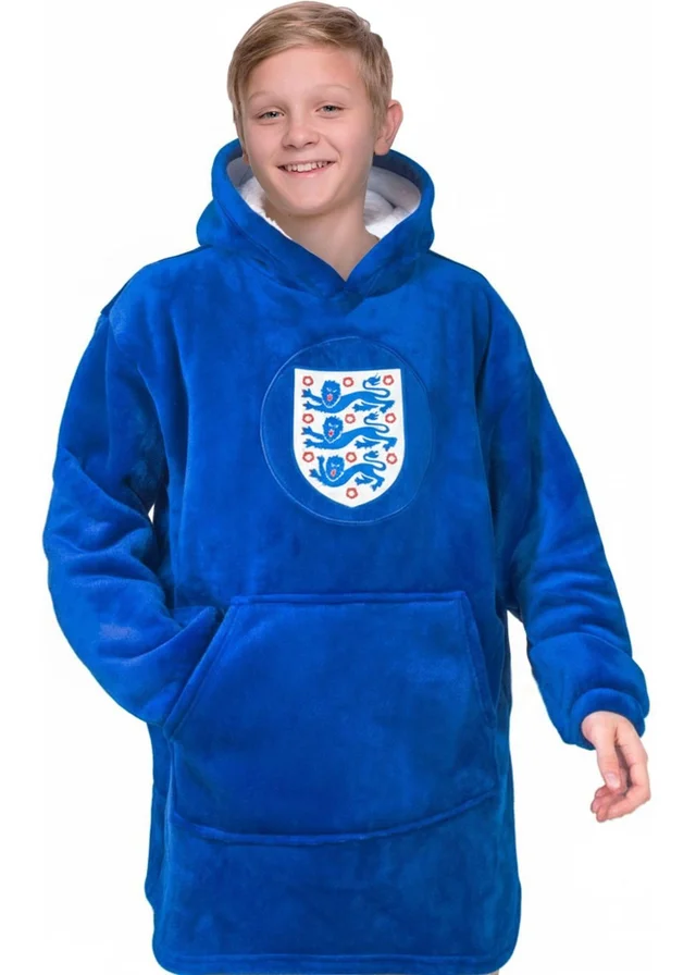 England Blue Kids Crest Oversized Blanket Hoodie (6-14yrs)