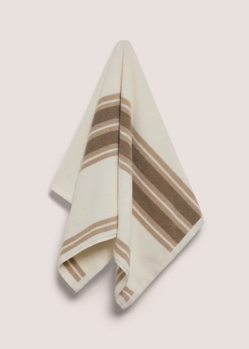 Beige Stripe Hand Towel - Hand Towel Image 1