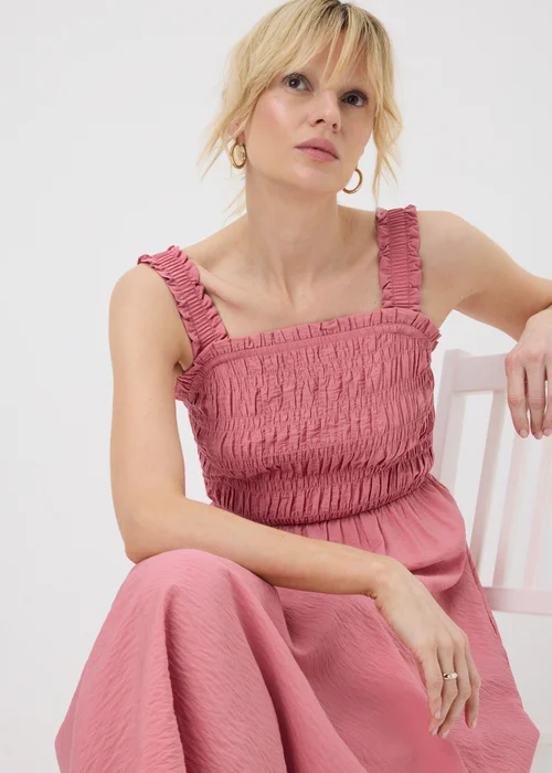 Pink Shirred Sleeveless Midi Dress - 22 Image 3