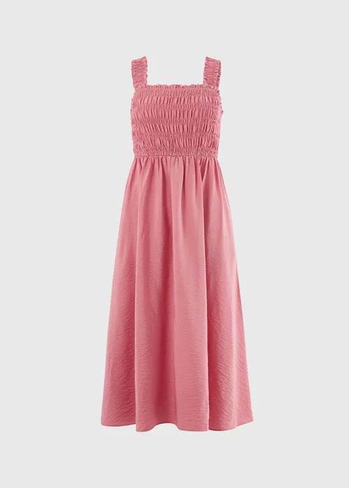 Pink Shirred Sleeveless Midi Dress - 22 Image 5