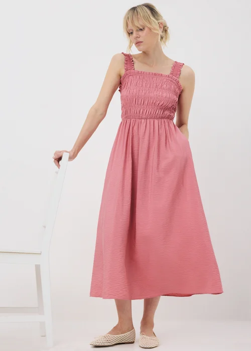 Pink Shirred Sleeveless Midi Dress - 22 Image 2