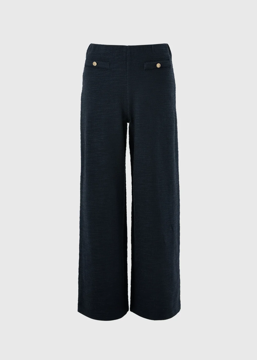 Navy Boucle Wide Leg Co Ord Trousers - Size 08 29 leg Image 1