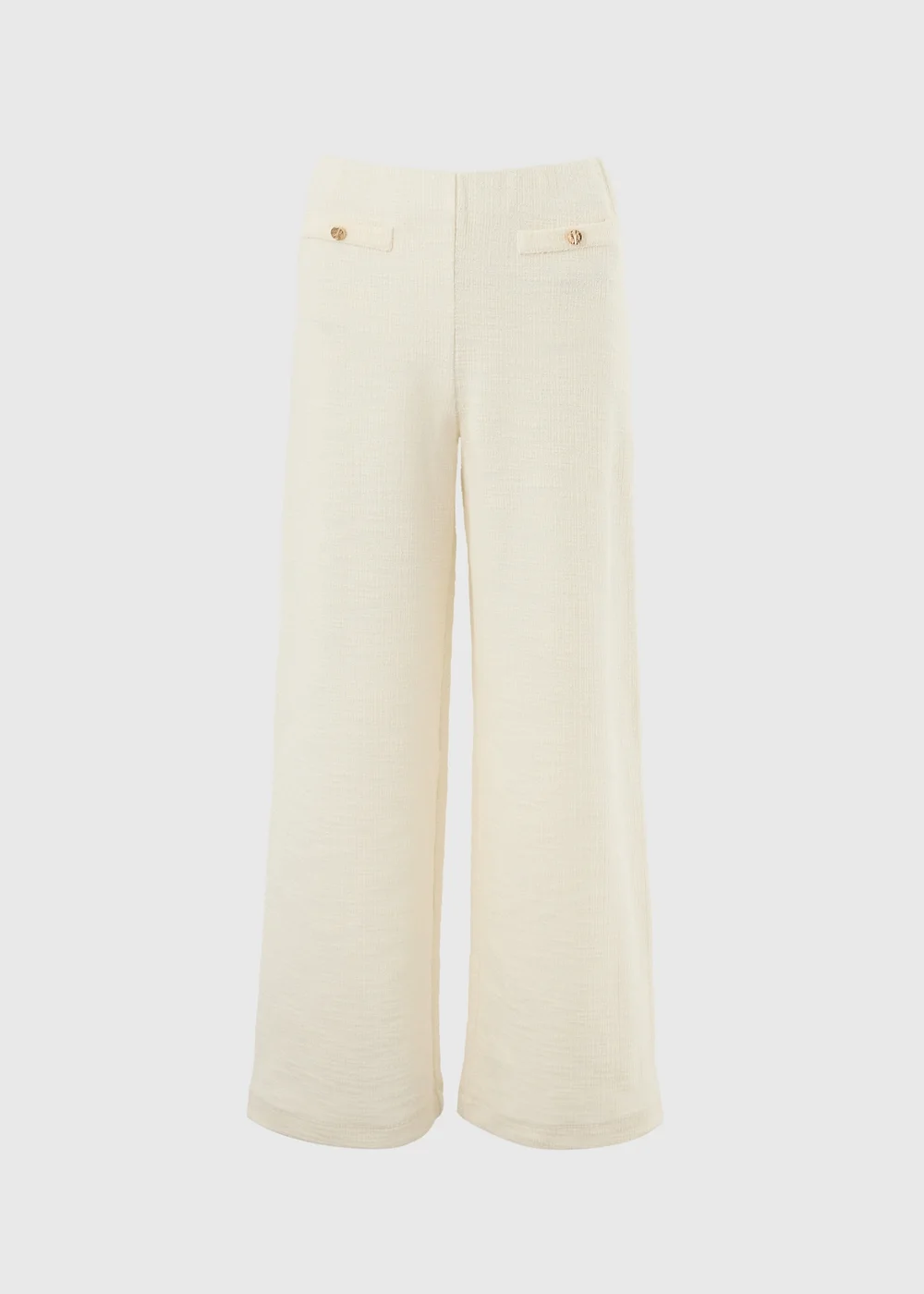 Stone Boucle Wide Leg Co Ord Trousers - Size 08 29 leg Image 1