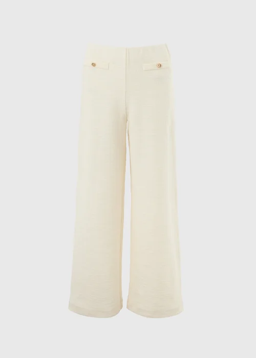 Stone Boucle Wide Leg Co Ord Trousers - 10/L31 Image 3