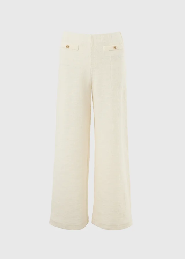 Stone Boucle Wide Leg Co Ord Trousers