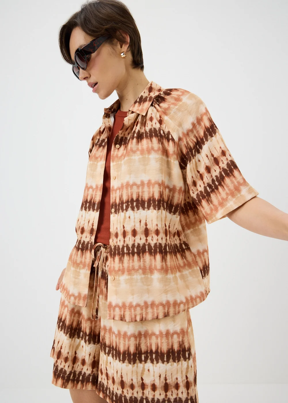 Brown Tie Dye Co Ord Shirt - 8 Image 1