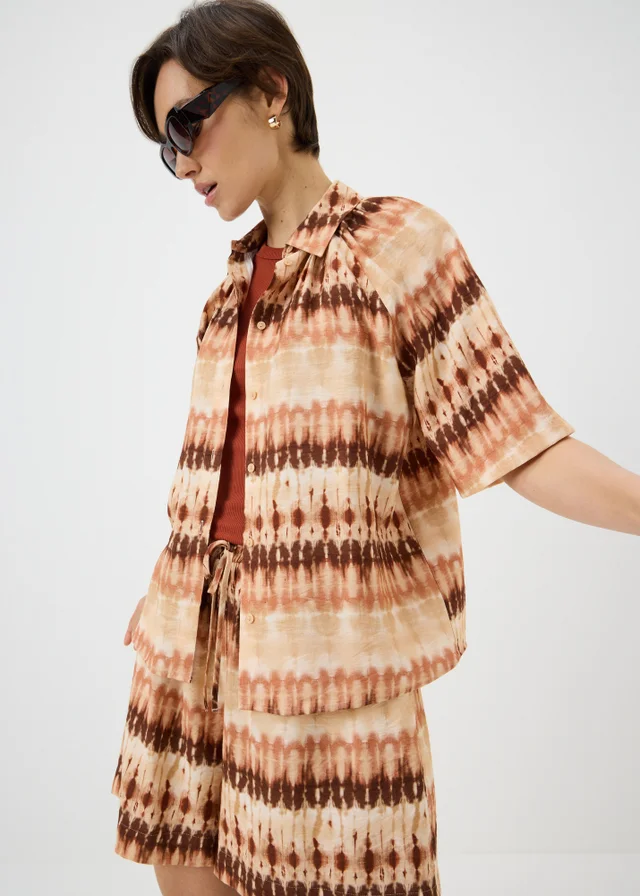 Brown Tie Dye Co Ord Shirt