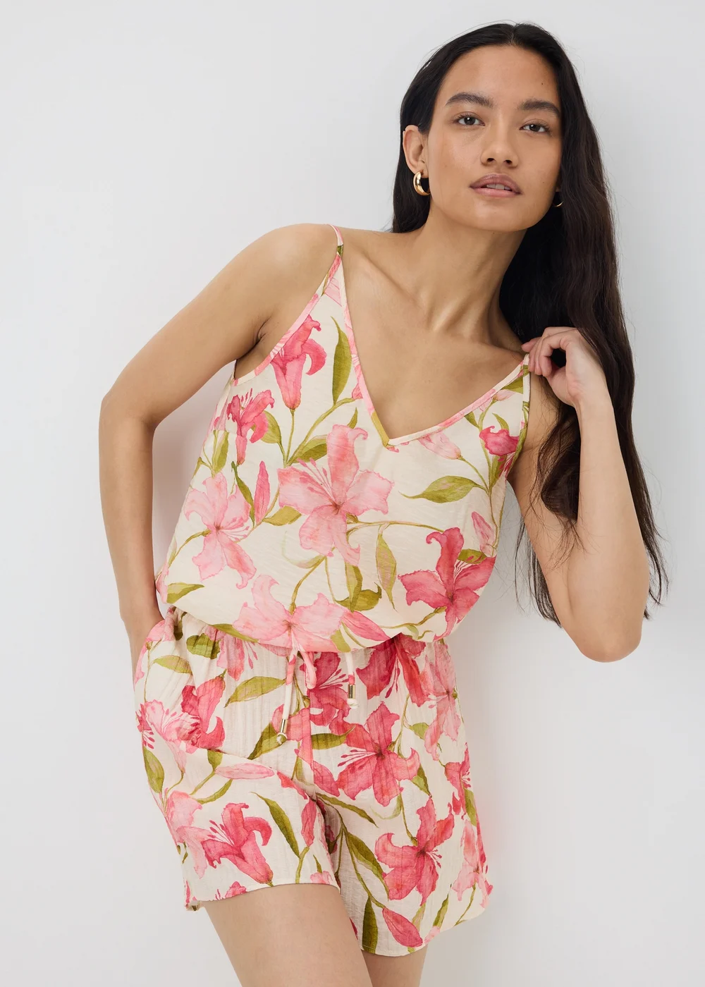 Pink Tropical Floral Co Ord Cami Top - 8 Image 1