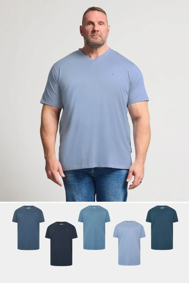BadRhino Navy Blue 5 Pack V-Neck T-Shirts