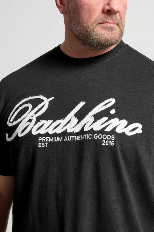 BadRhino Black Embroidered Script T-Shirt - 7/8 XL Image 4