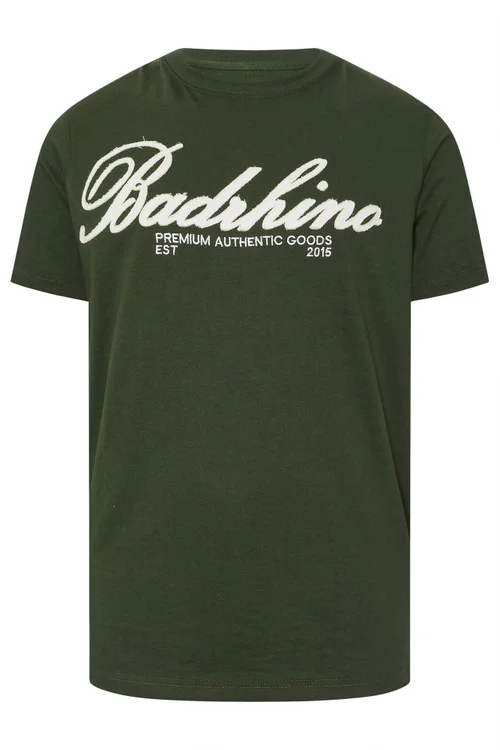 BadRhino Dark Green Embroidered Script T-Shirt - 4XL Image 5