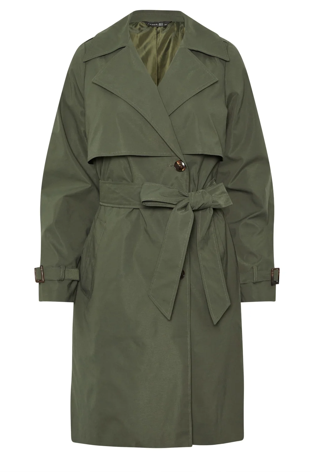 PixieGirl Petite Khaki Green Trench Coat - Size 8 Image 5