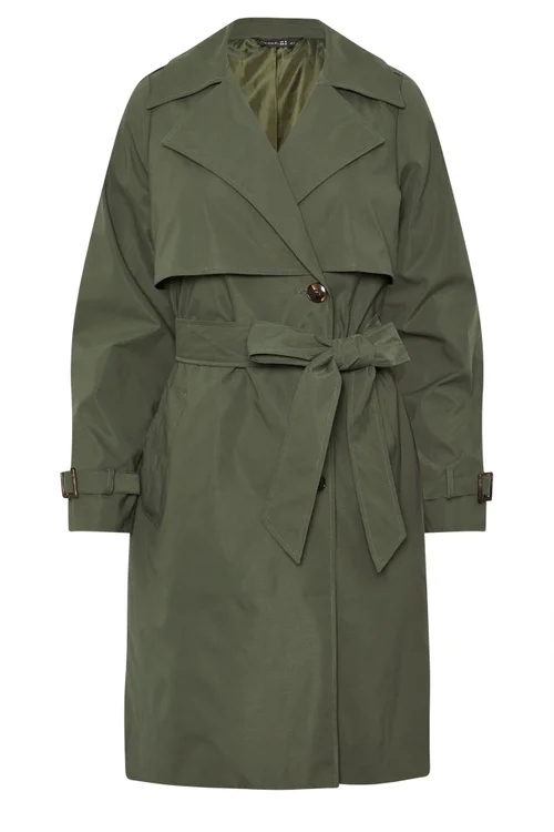 PixieGirl Petite Khaki Green Trench Coat - Size 8 Image 5