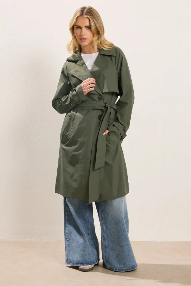 PixieGirl Petite Khaki Green Trench Coat
