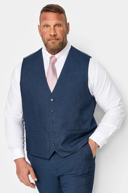 BadRhino Blue Textured Suit Waistcoat - 40 waist Image 3