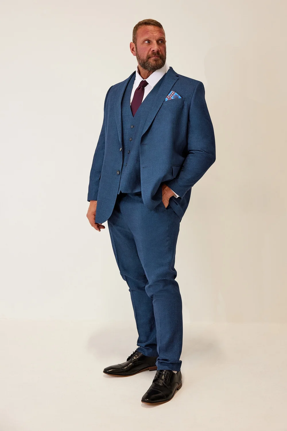 BadRhino Blue Textured Suit Waistcoat - 40 waist Image 2