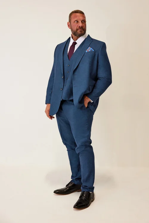 BadRhino Blue Textured Suit Waistcoat - 40 waist Image 2