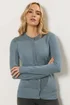 Long Tall Sally Dusty Blue Crew Neck Button Cardigan - Size 10-12 Image 1