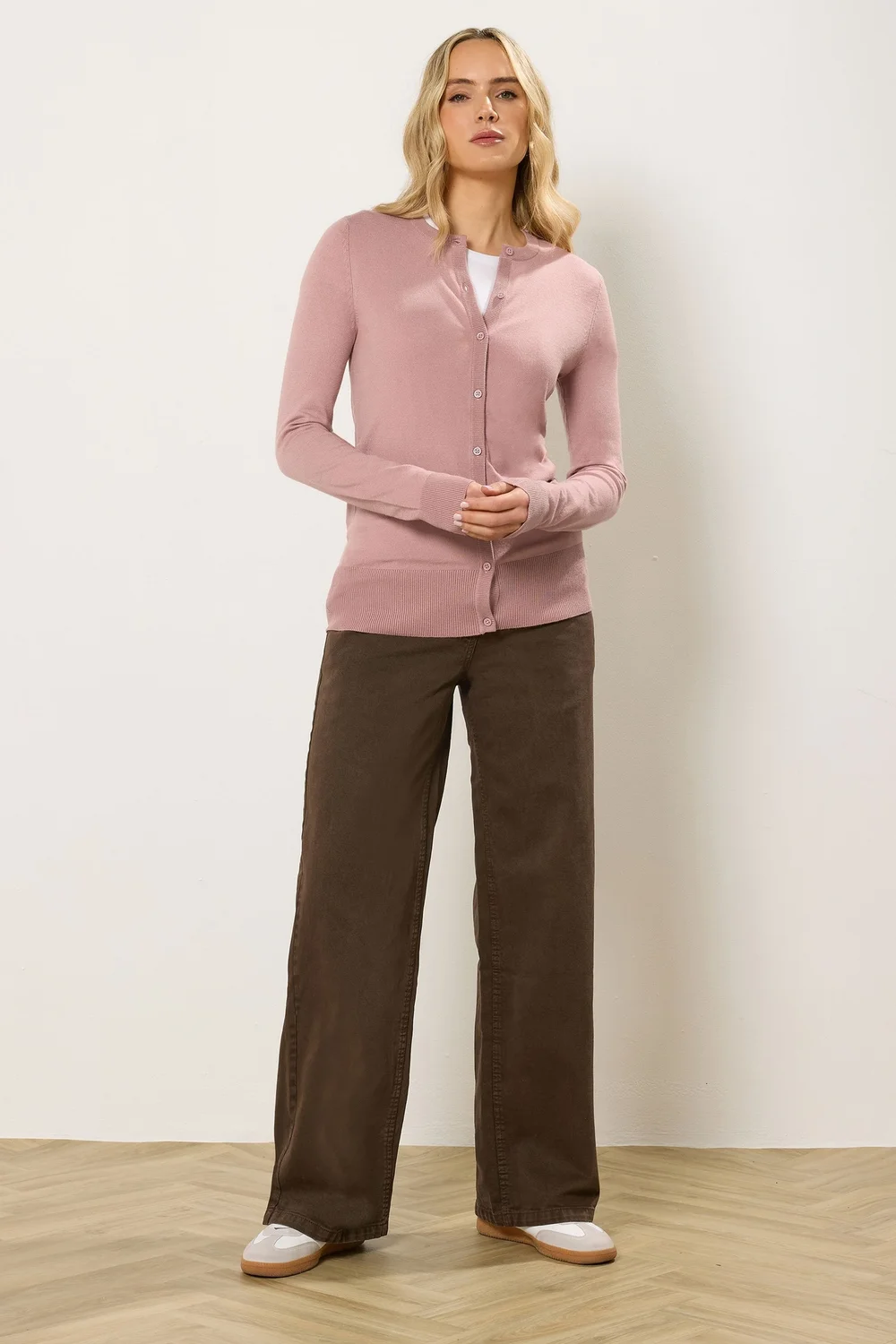 Long Tall Sally Pink Crew Neck Button Cardigan - 18-20 Image 4