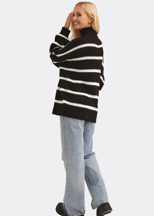 Gini London Black Chunky Knit High Neck Jumper - S/M Image 2