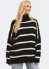 Gini London Black Chunky Knit High Neck Jumper - S/M Image 1