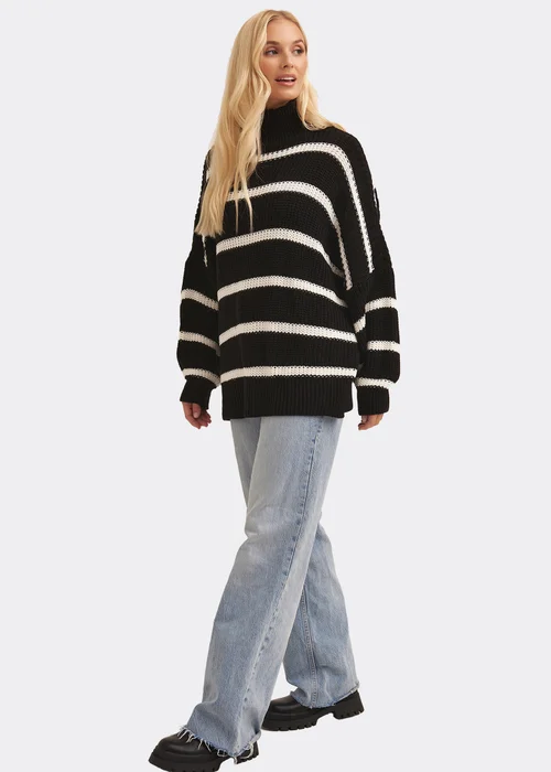 Gini London Black Chunky Knit High Neck Jumper - S/M Image 4