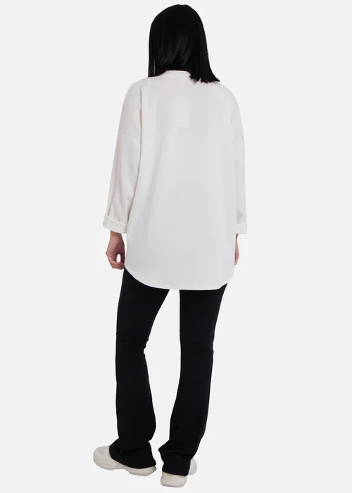 Gini London Cream Side Contrast Bow Oversized Jumper Top - S/M Image 2