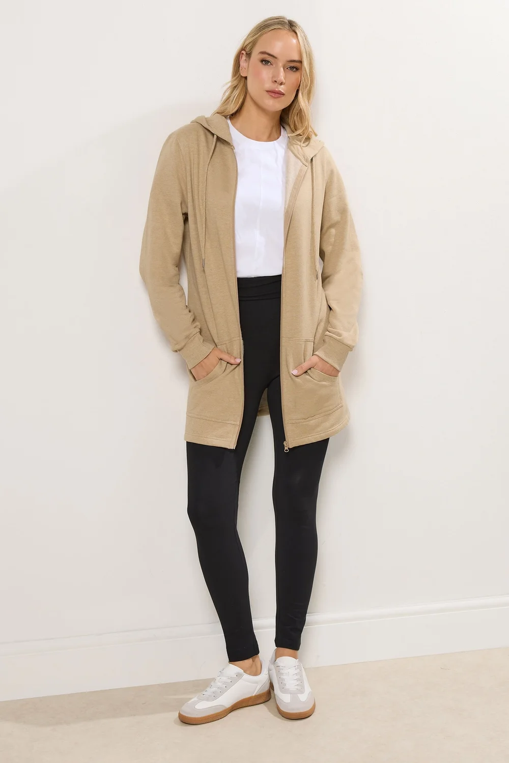 Long Tall Sally Natural Brown Cotton Longline Hoodie - Size 14 Image 2