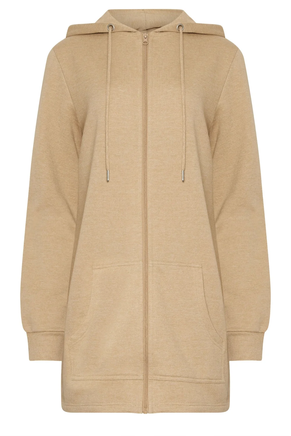 Long Tall Sally Natural Brown Cotton Longline Hoodie - Size 14 Image 5