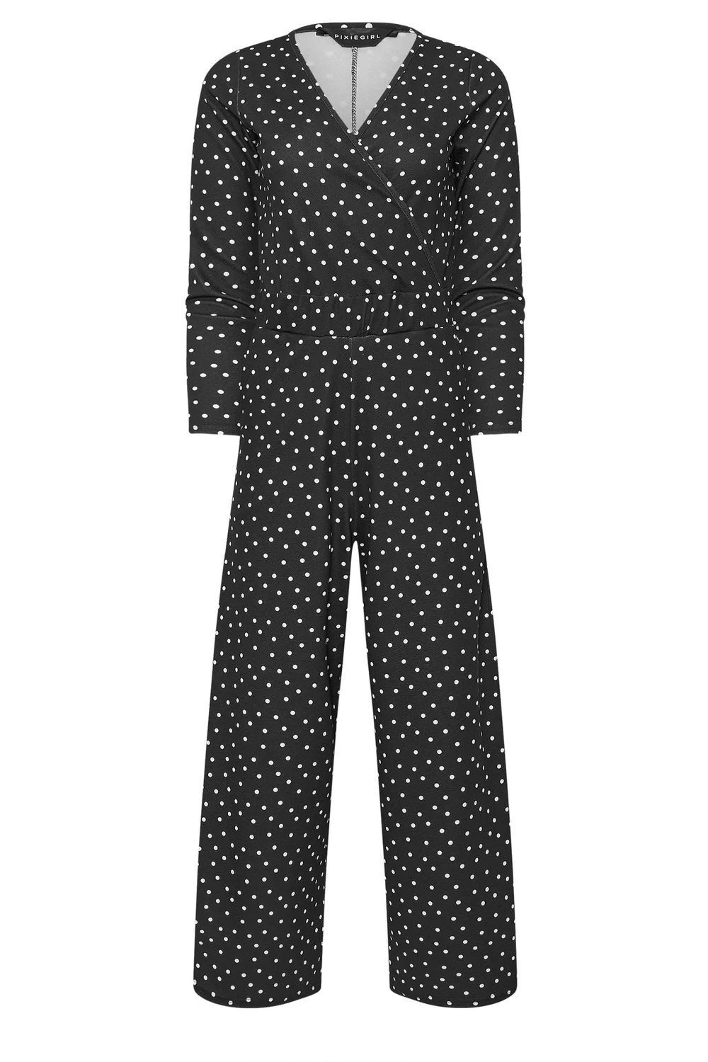 PixieGirl Petite Black Spot Wide Leg Jumpsuit - Size 16 Image 5
