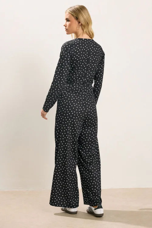 PixieGirl Petite Black Spot Wide Leg Jumpsuit - Size 16 Image 3