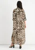 Gini London Brown Animal Printed Button Through Midaxi Shirt Dress - L/XL Image 2