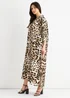 Gini London Brown Animal Printed Button Through Midaxi Shirt Dress - L/XL Image 4