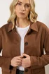 Long Tall Sally Natural Brown Faux Suede Trucker Jacket - Size 18 Image 4