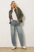 Long Tall Sally Khaki Green Faux Suede Trucker Jacket - 16 Image 3