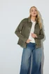 Long Tall Sally Khaki Green Faux Suede Trucker Jacket - 16 Image 1
