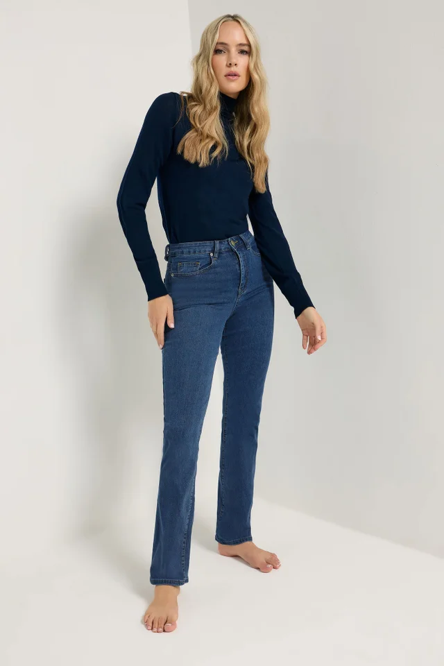 Long Tall Sally Dark Blue Stretch Straight Leg Jeans
