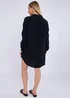 Gini London Black Cotton Textured Oversized Long Shirt - S/M Image 2
