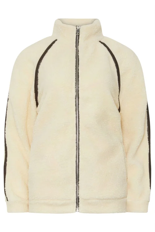 Long Tall Sally Ivory White Tape Detail Fleece Jacket - 14 Image 5