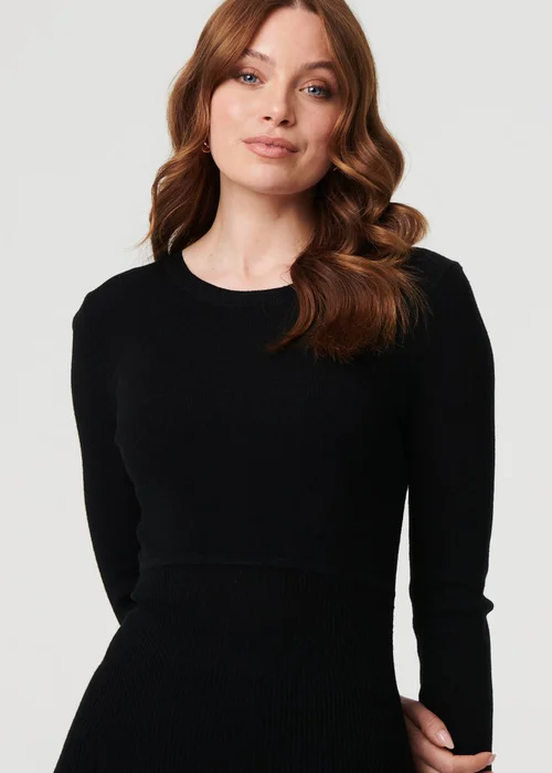 Izabel London Black Border Print Knee Length Knit Dress - 10 Image 3