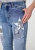 Izabel London Blue Star Patchwork Detail Skinny Jeans - 12 Image 3