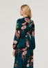Izabel London Teal Floral Long Sleeve High Neck Midi Dress - 12 Image 2