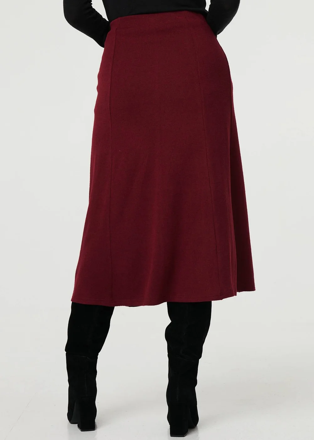 Izabel London Red Buttoned High Waist A-Line Midi Skirt - 16 Image 3