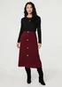 Izabel London Red Buttoned High Waist A-Line Midi Skirt - 16 Image 1