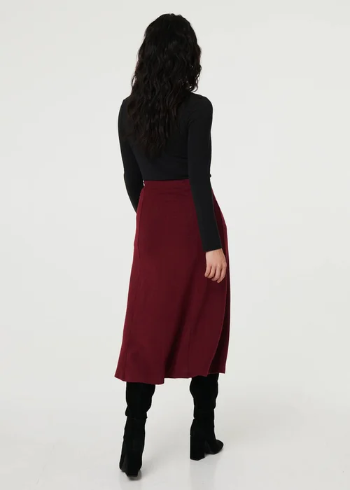 Izabel London Red Buttoned High Waist A-Line Midi Skirt - 16 Image 2